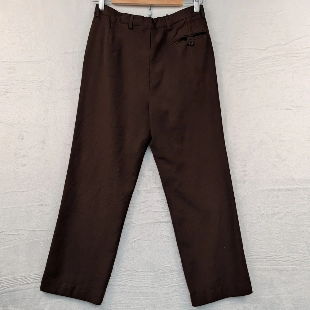 VTG Trousers Men's 30x28 Brown Dark Academia Talon Pleated Flare Old Money 70s